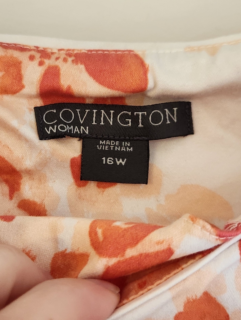 Midi Floral Dress Covington Woman Size 16W White Red Pink Short Sleeved #1292 - Picture 2 of 5